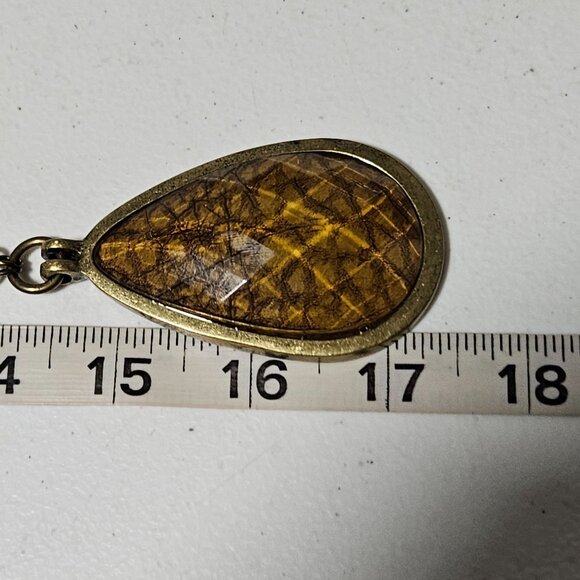 Elegant Vintage Style Geometric Pendant Necklace Brown Teardrop Stone Boho Women - Picture 6 of 6